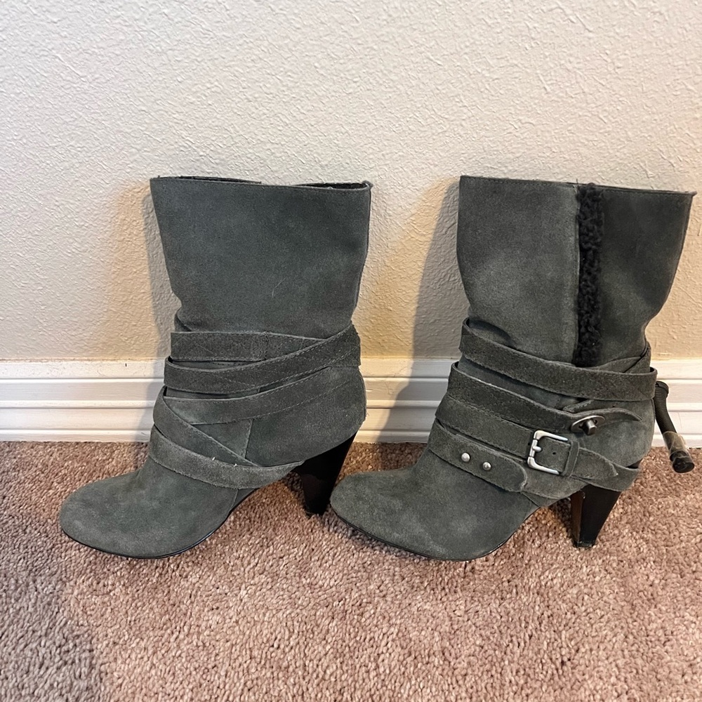 Gray heel boots